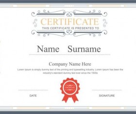 White retro certificate template vector 06