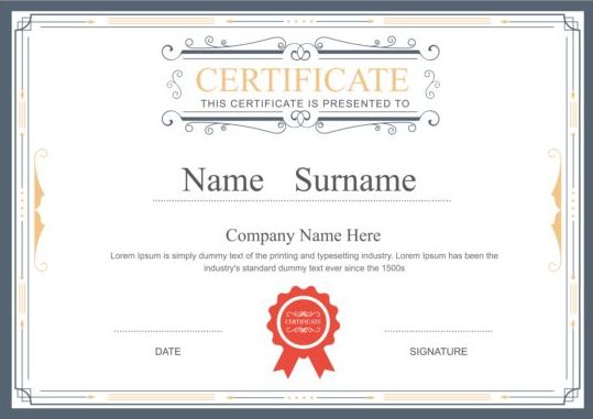 White retro certificate template vector 06