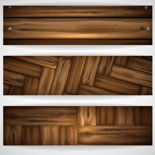Woodboard texture banners vector set 02