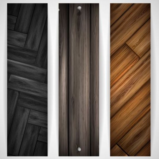 Woodboard texture banners vector set 03