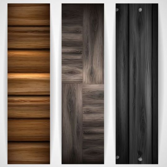 Woodboard texture banners vector set 05