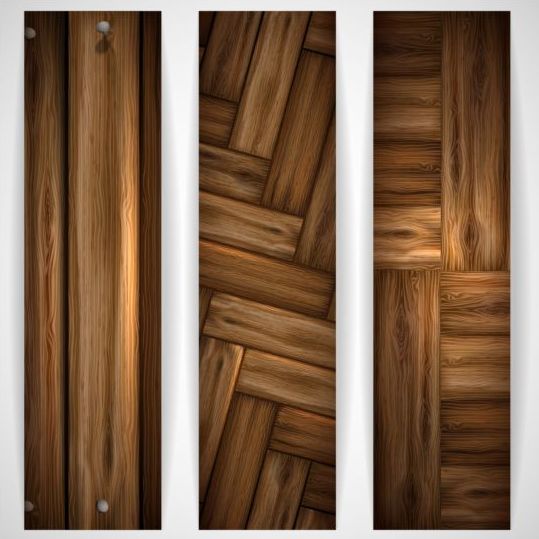 Woodboard texture banners vector set 06