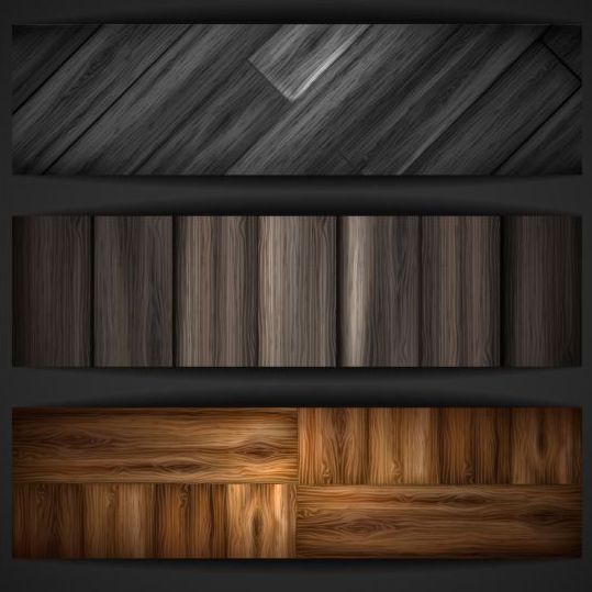 Woodboard texture banners vector set 07