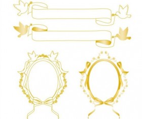 Yellow frame with border and ribbon vector