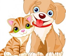 kitten and puppy vector