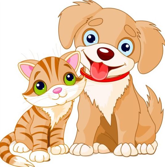 kitten and puppy vector