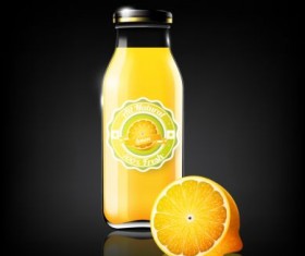 lemon juice and glass bottle vector