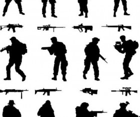 soldier silhouettes vector set 01