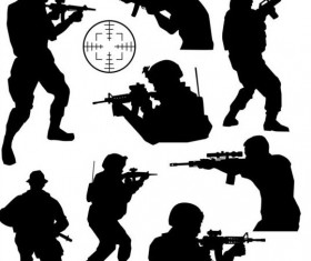 soldier silhouettes vector set 02