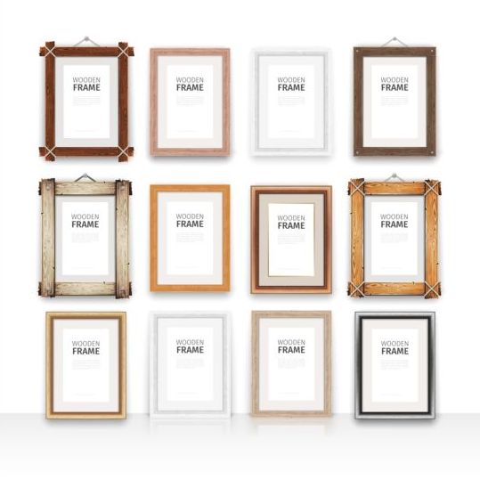 12 Kind wooden photo frames vector