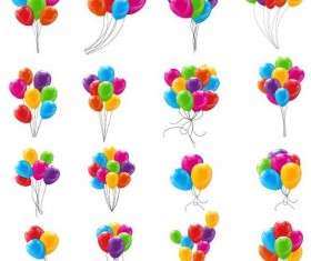 16 Kind colored balloons illustration vector