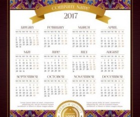 2017 calendars with floral decor pattern vector 02
