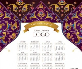 2017 calendars with floral decor pattern vector 03