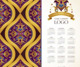 2017 calendars with floral decor pattern vector 06