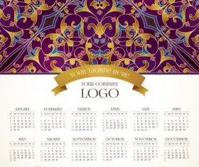 2017 calendars with floral decor pattern vector 07