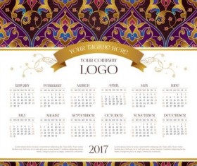 2017 calendars with floral decor pattern vector 08