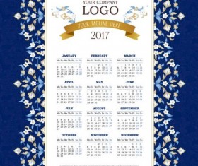 2017 calendars with flower vector