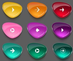 3D glass buttons vector set 01