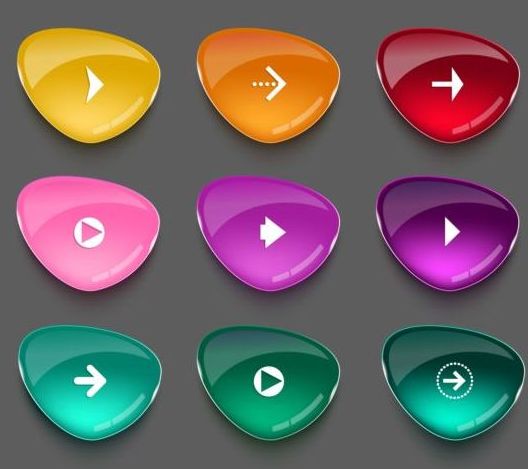 3D glass buttons vector set 01