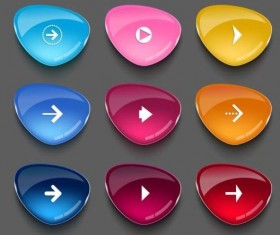 3D glass buttons vector set 02