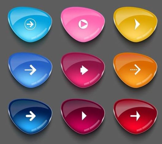 Download 3D glass buttons vector set 02 free download