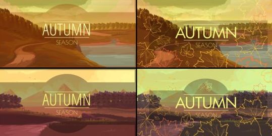 4 Kind autumn season landscape vector