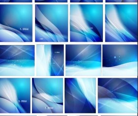 Abstract blue wavy background set vector 01