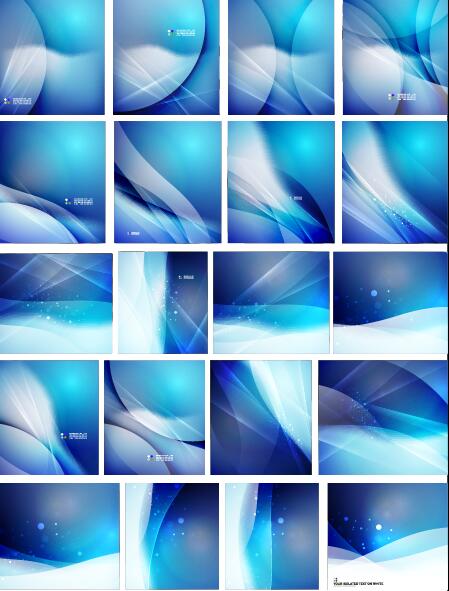 Abstract blue wavy background set vector 01