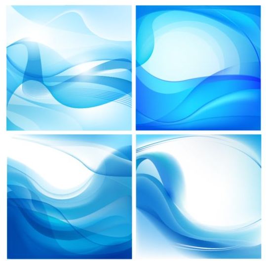 Abstract blue wavy background set vector 02