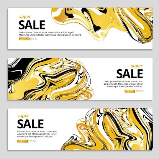 Abstract gold sale banner vector set 04