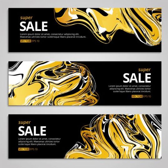 Abstract gold sale banner vector set 05