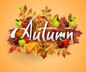 Apple with leaves autumn background vector