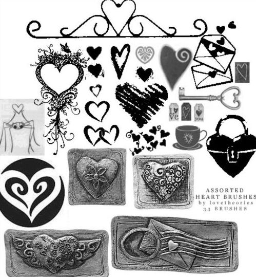 Assorted heart PS brushes