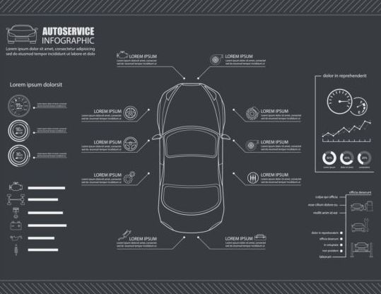 Auto service infographic template vector 01