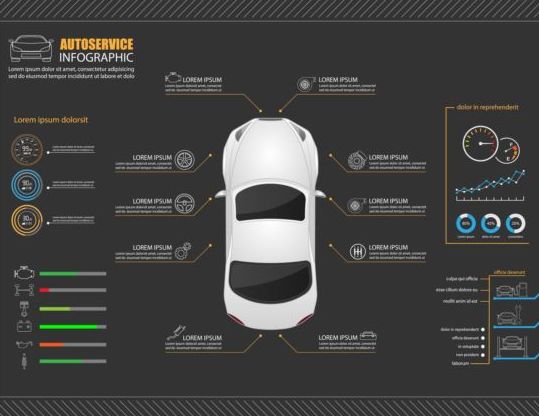 Auto service infographic template vector 02