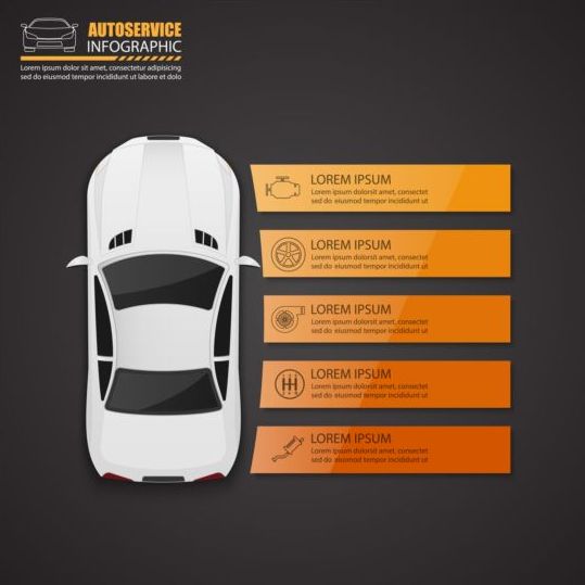 Auto service infographic template vector 03