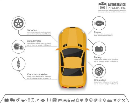 Auto service infographic template vector 06