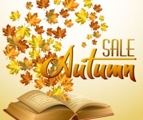 Autumn sale background with book vector
