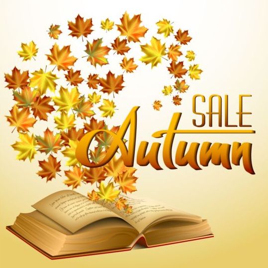 Autumn sale background with book vector
