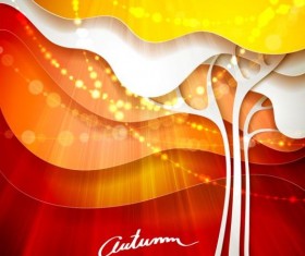 Autumn tree with layered background vector 02