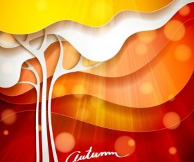 Autumn tree with layered background vector 03