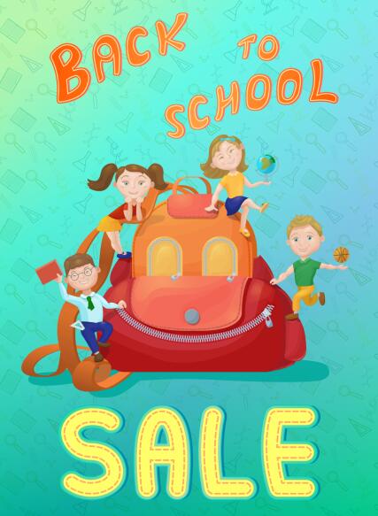 Back to school and sale background vector design 01