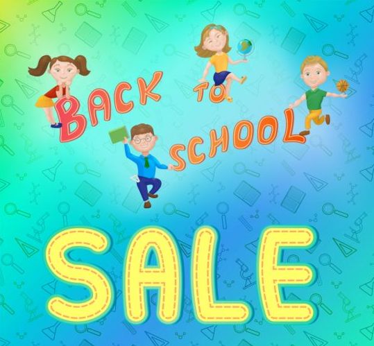 Back to school and sale background vector design 02