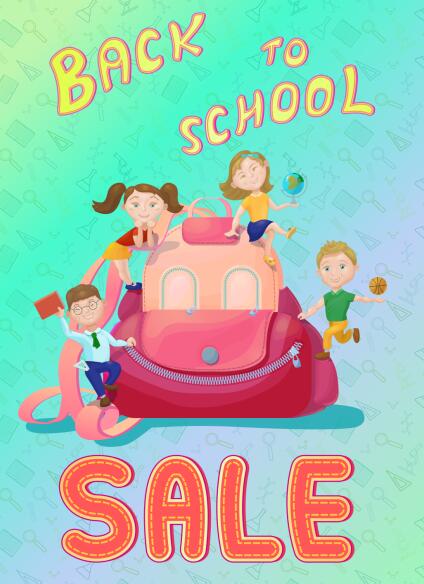 Back to school and sale background vector design 03