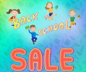 Back to school and sale background vector design 04