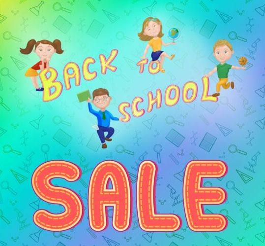Back to school and sale background vector design 04
