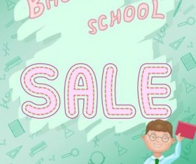 Back to school and sale background vector design 05