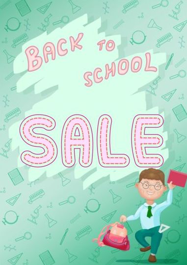 Back to school and sale background vector design 05