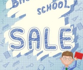 Back to school and sale background vector design 06