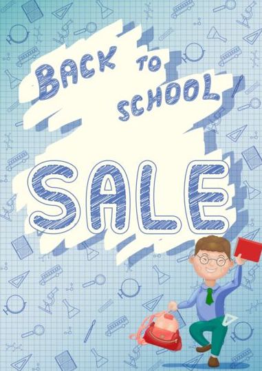 Back to school and sale background vector design 06